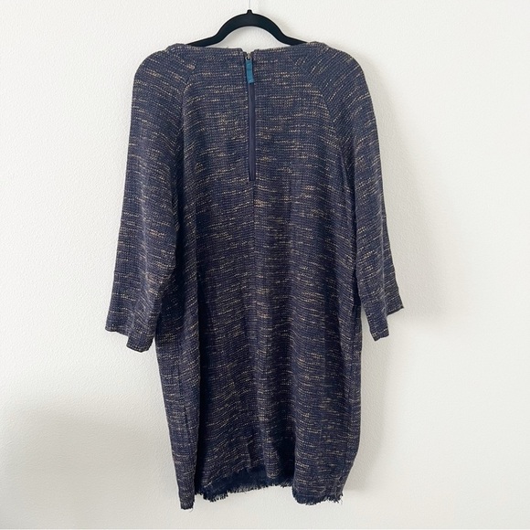 Joules Esther Navy Tweed 3/4 Sleeve Shift Dress Size 14 - Picture 6 of 7
